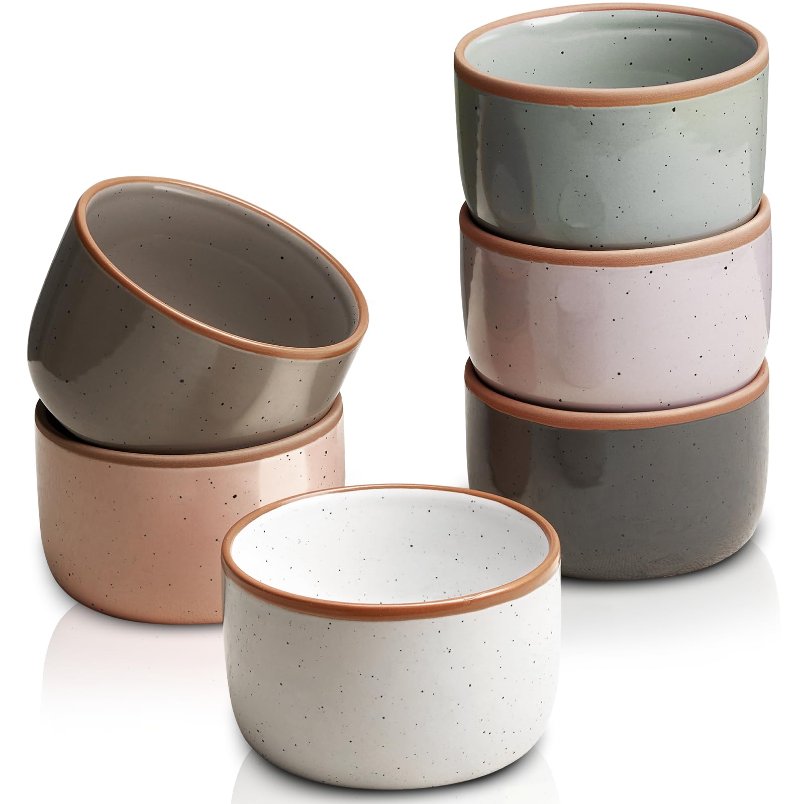Gencywe Morandi color ramekins set of 6oz for baking and stylish serving.