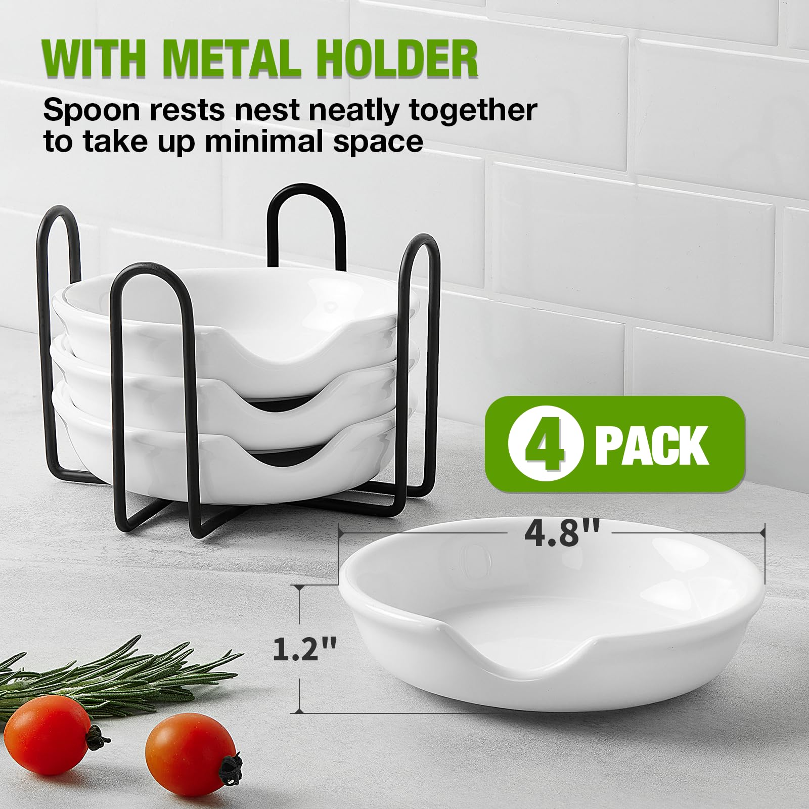 Gencywe spoon rest with metal holder holds multiple utensils for easy reach.
