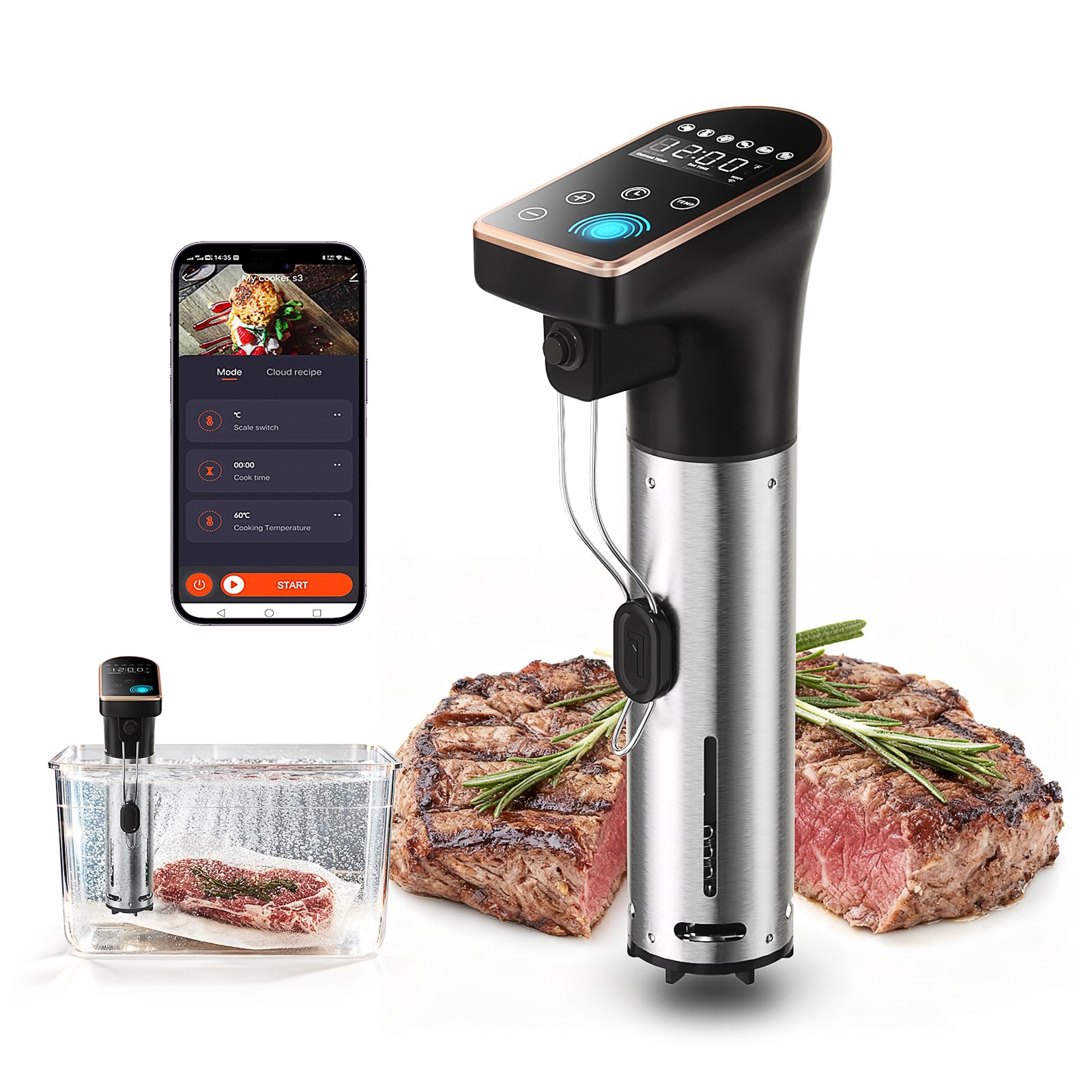 Generic 1300W sous vide cooker with WiFi for precise temperature control