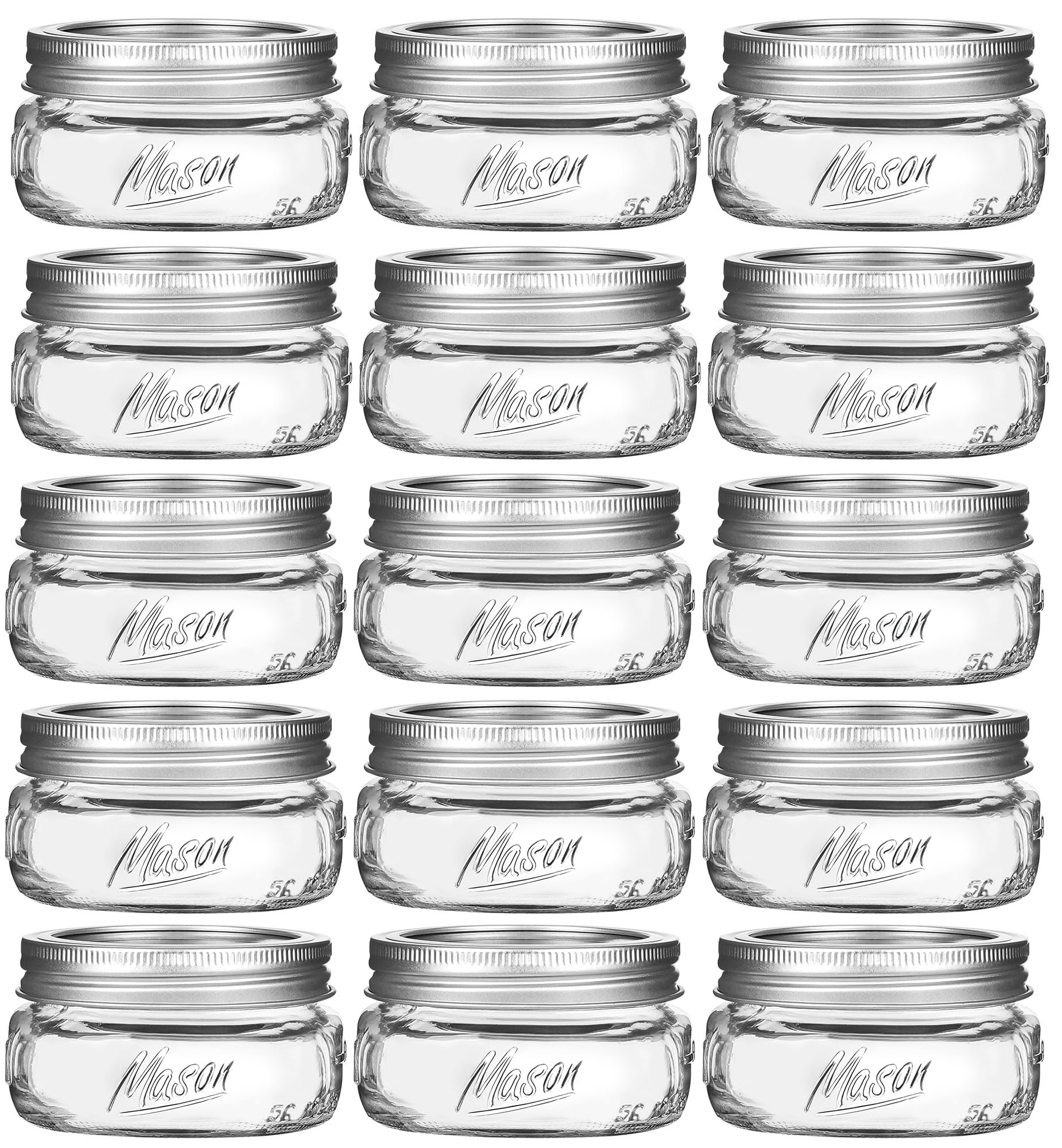 Generic 16-pack 8oz wide-mouth mason jar for versatile kitchen storage.