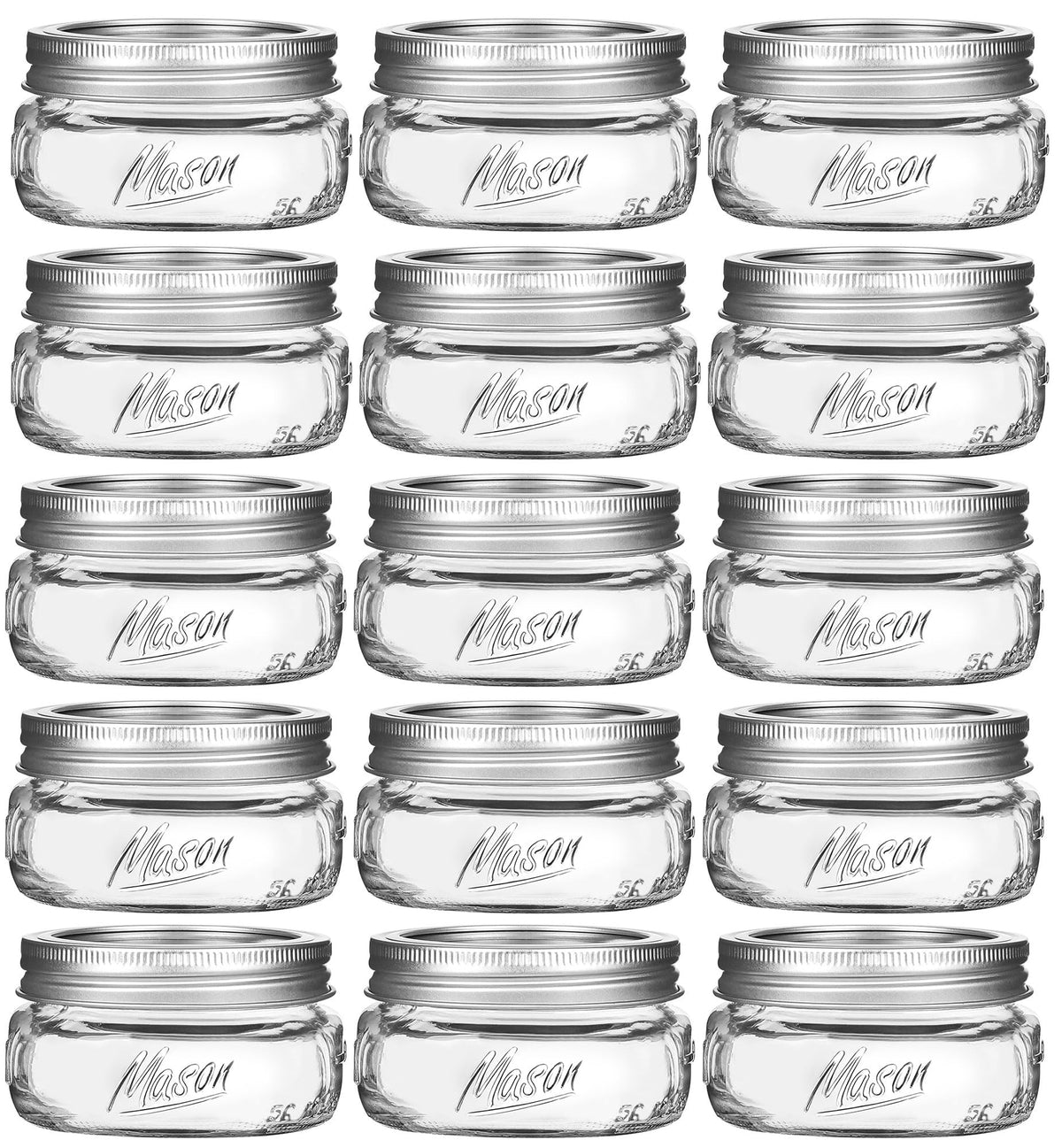 Generic 16-pack 8oz wide-mouth mason jar for versatile kitchen storage.