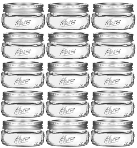 Generic 16-pack 8oz wide-mouth mason jar for versatile kitchen storage.