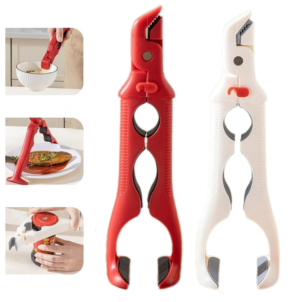 Generic 3-in-1 hot plate gripper securing a bowl safely for easy handling