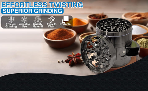 Generic 4-Piece Spice Grinder aluminum body, durable and long-lasting.