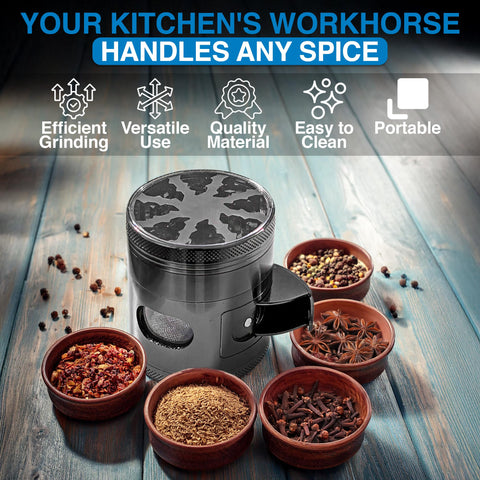 Generic 4-Piece Spice Grinder portable design, fits in backpack.