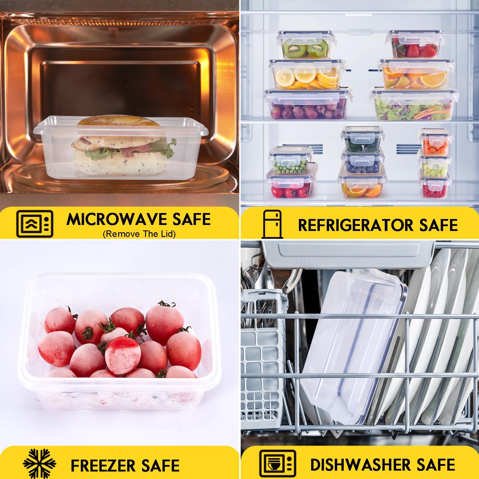 Generic stackable design saves pantry space and keeps kitchen organized.