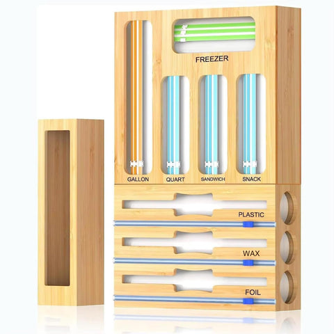 Generic 9-in-1 organizer in a kitchen drawer keeping wraps and bags neatly organized