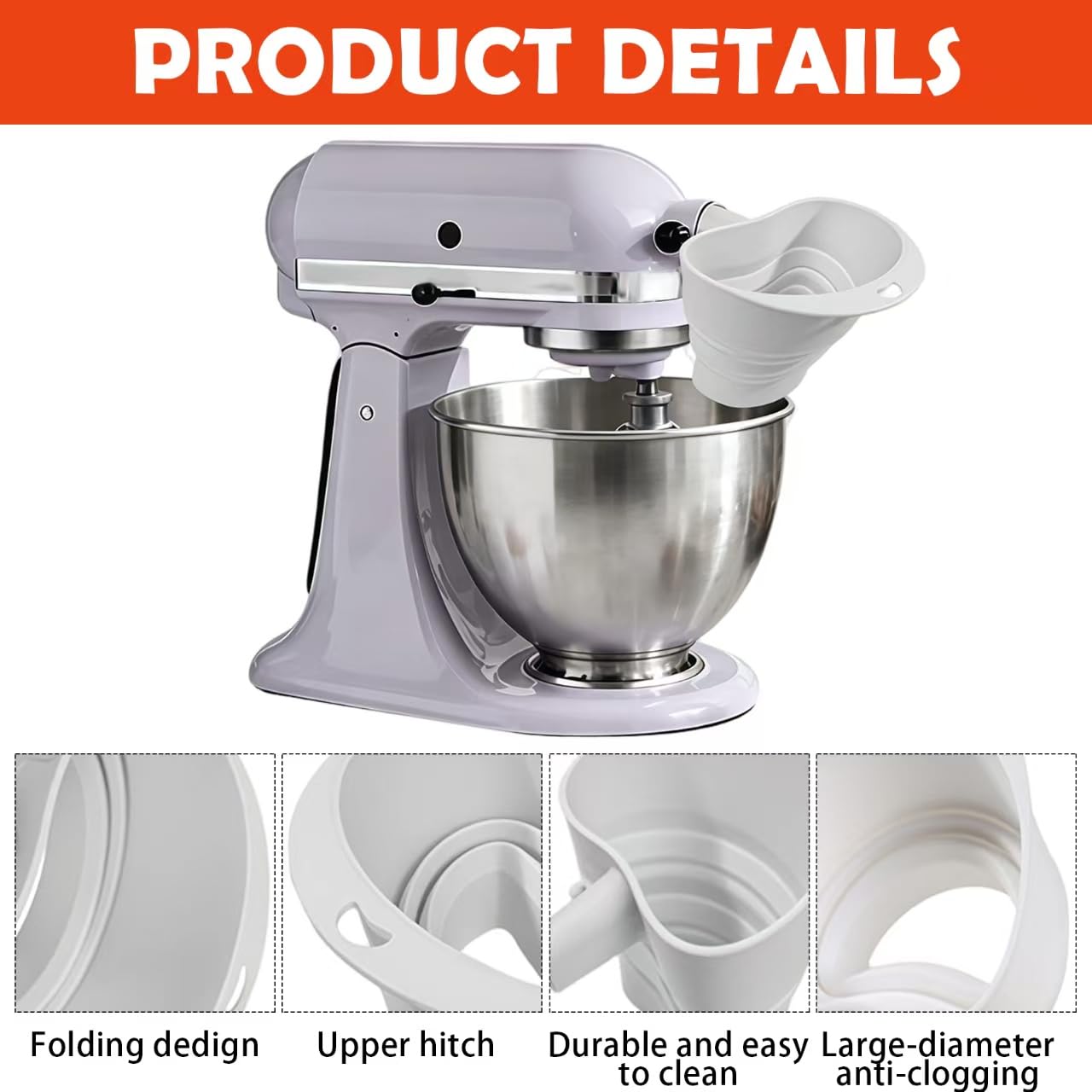 Generic anti-drip design minimizes spills during mixing tasks.