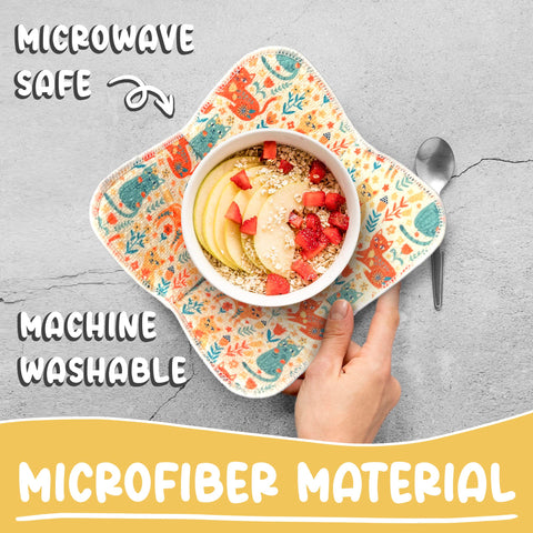 Generic bowl cozy microfiber material preserves color and durability.