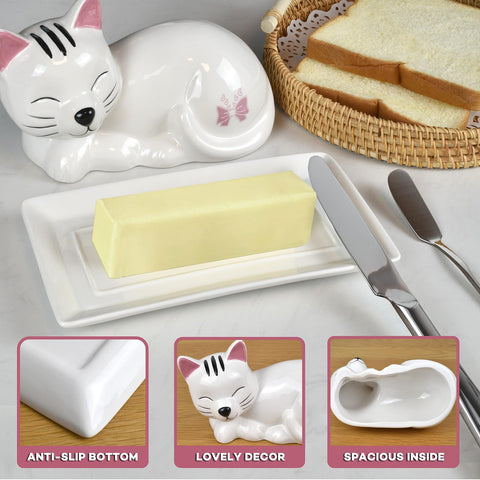 Generic Cat Butter Dish complements kitchen decor with playful charm.