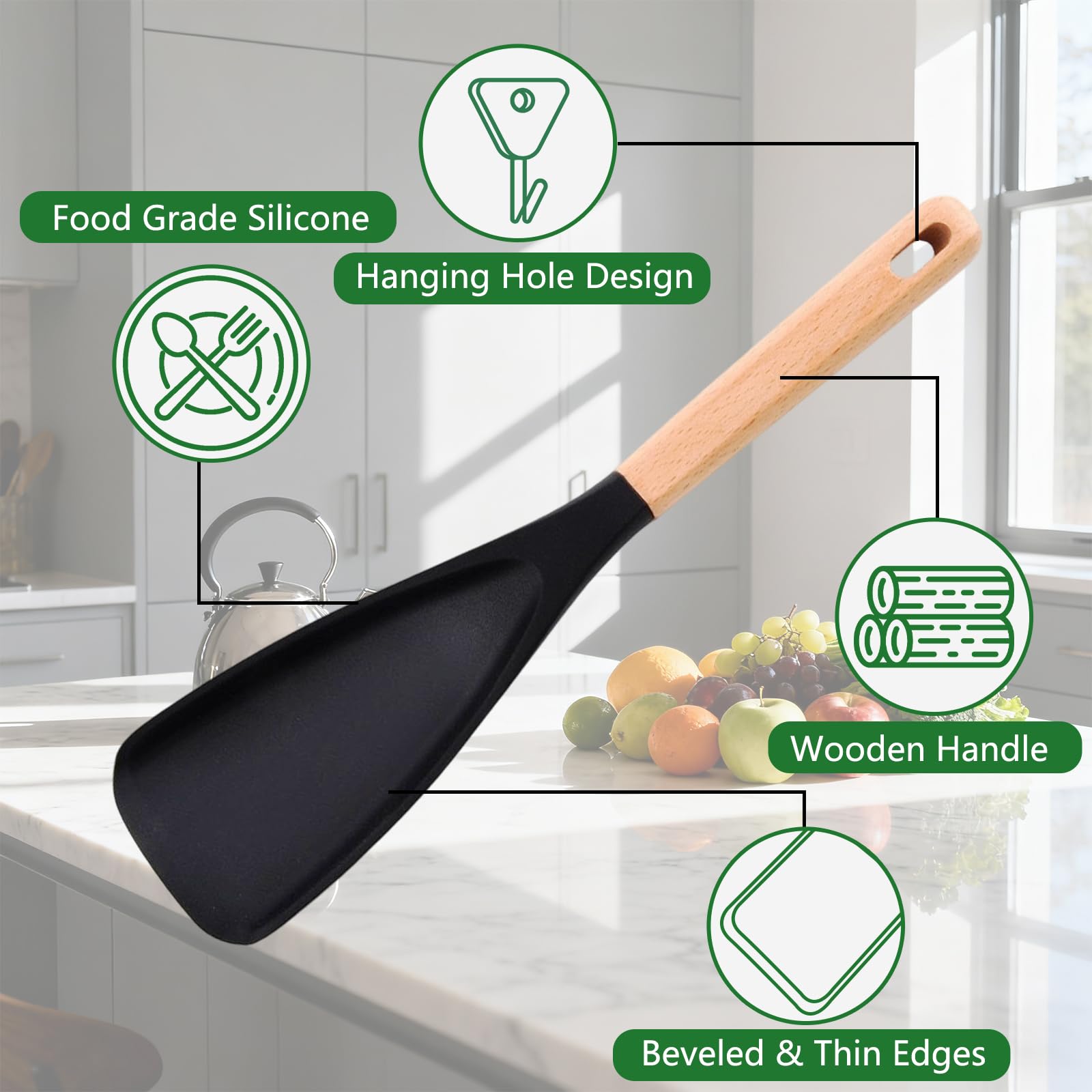 Generic Cedar and Ash Spoonula with hanging hole for easy storage