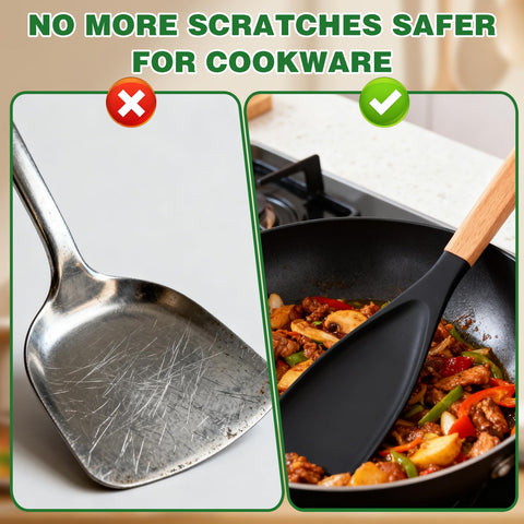 Generic Cedar and Ash Spoonula serving food directly from pot to plate