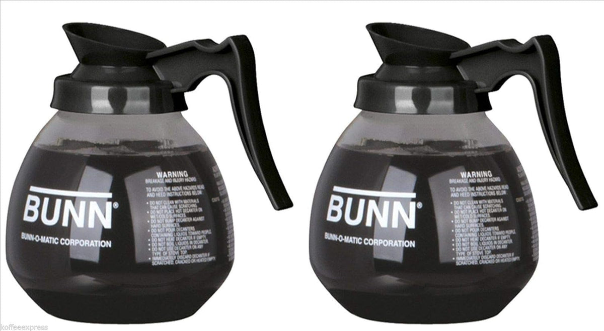 Generic Coffee Pot Decanter front view, two black pots ideal for home coffee service.