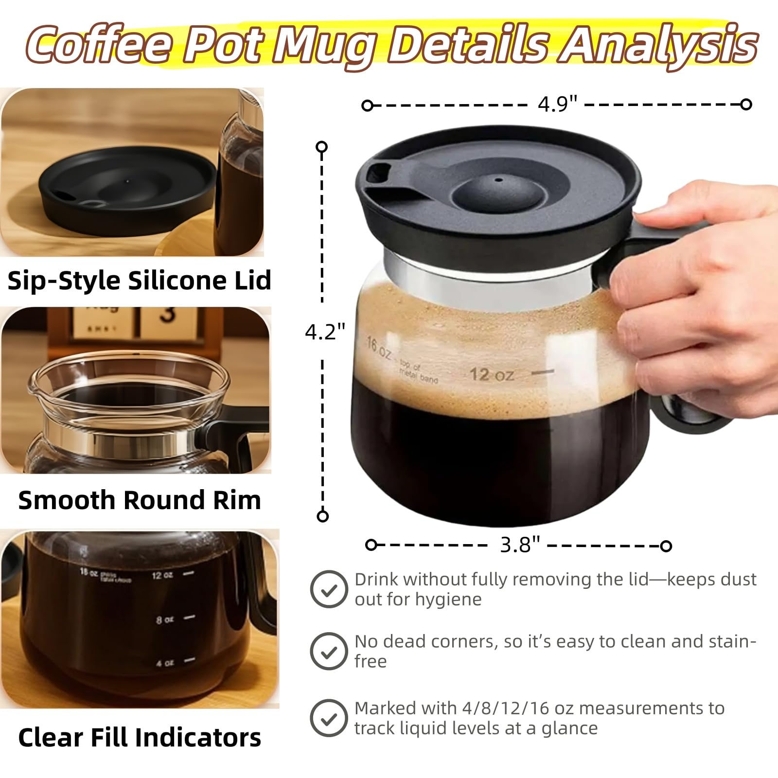 Generic Coffee Pot Mug with leak-proof lid prevents spills during busy mornings