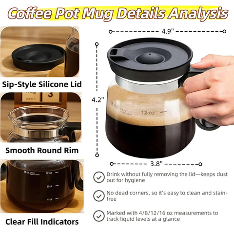 Generic Coffee Pot Mug with leak-proof lid prevents spills during busy mornings