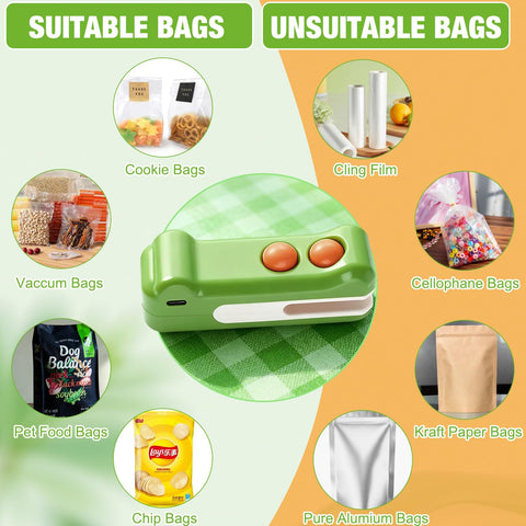 Generic compact travel sealer reduces waste and keeps snacks fresh