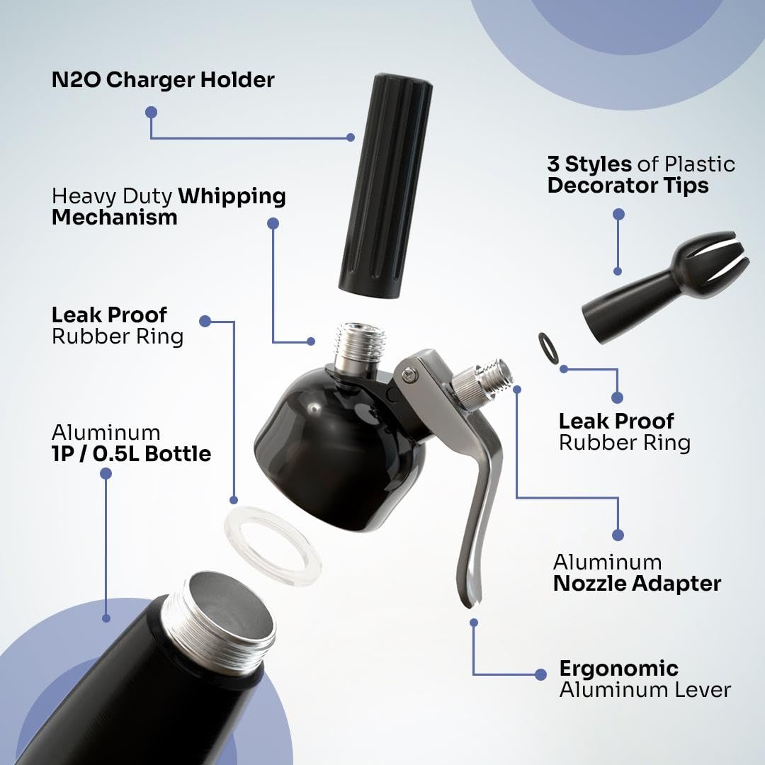 Generic Whipper nozzle set stainless steel and plastic for varied finishes