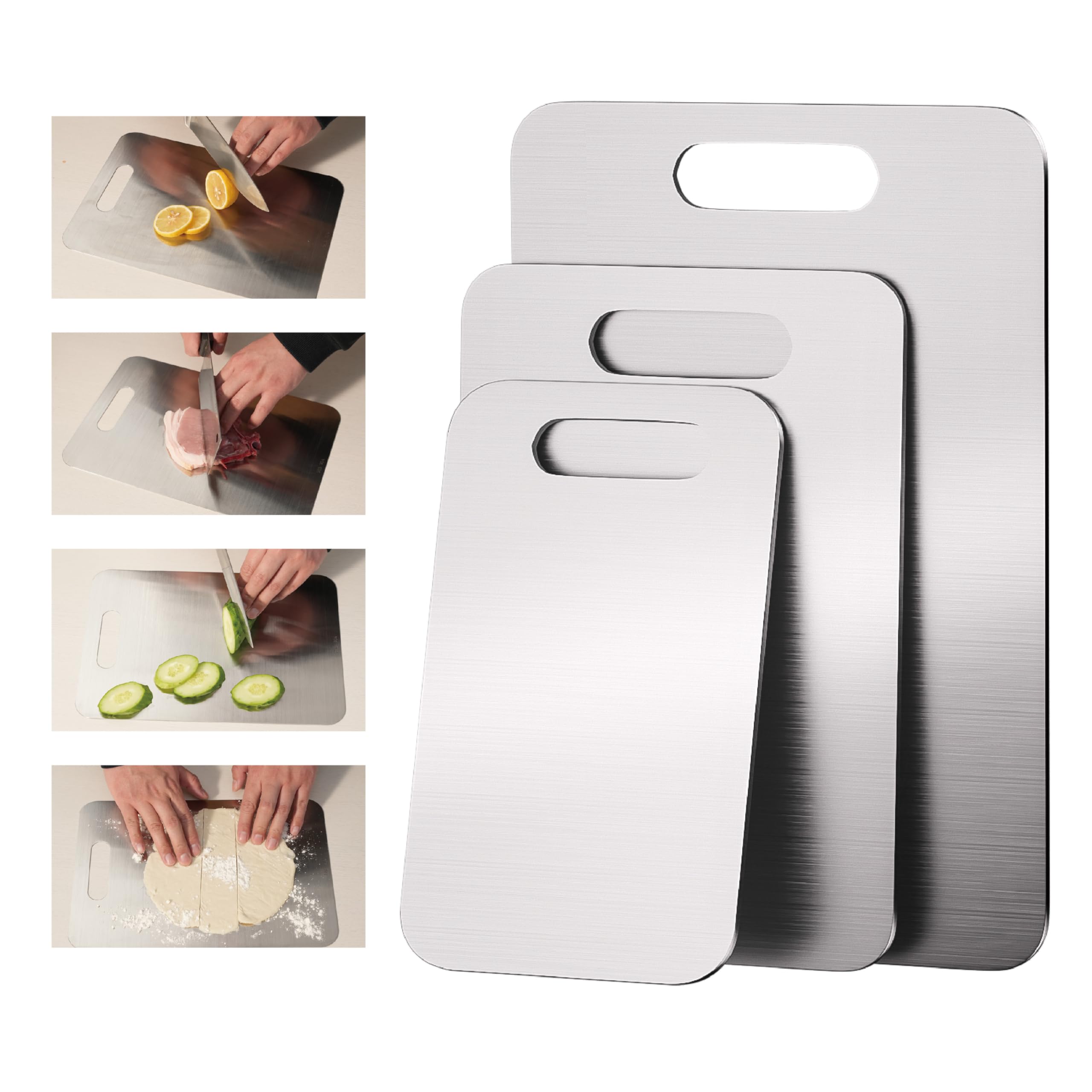 Generic cutting boards set on counter for versatile meal prep.