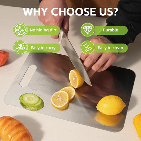 Generic cutting boards demonstrate easy cleanup after cooking.