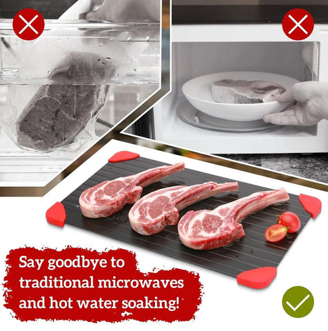 Generic Defrosting Tray rectangular black aluminum profile conveys durable performance.