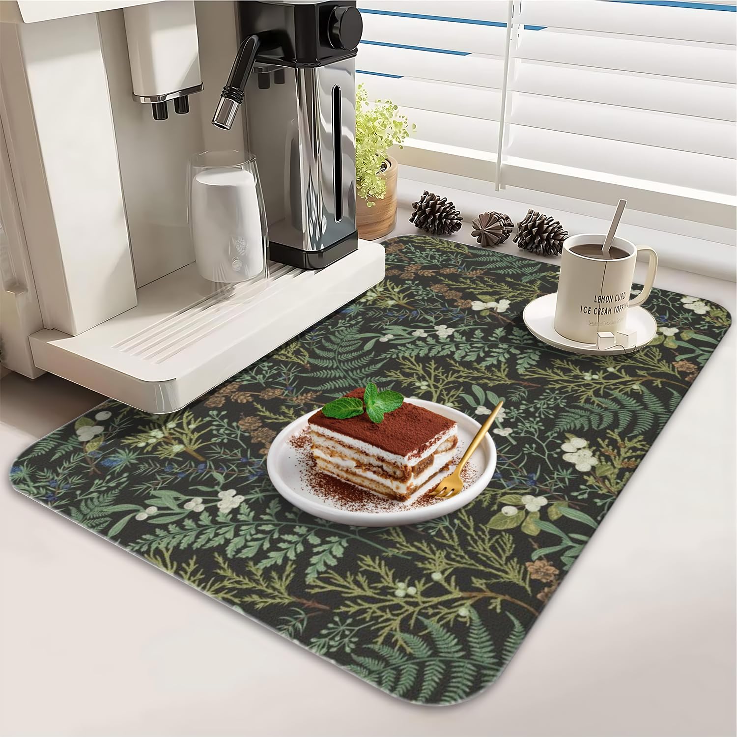 Generic dish drying mat 19-5x12 doubles as a coffee-bar mat