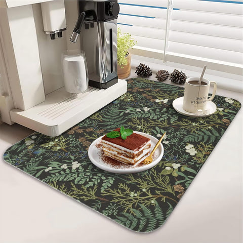 Generic dish drying mat 19-5x12 doubles as a coffee-bar mat