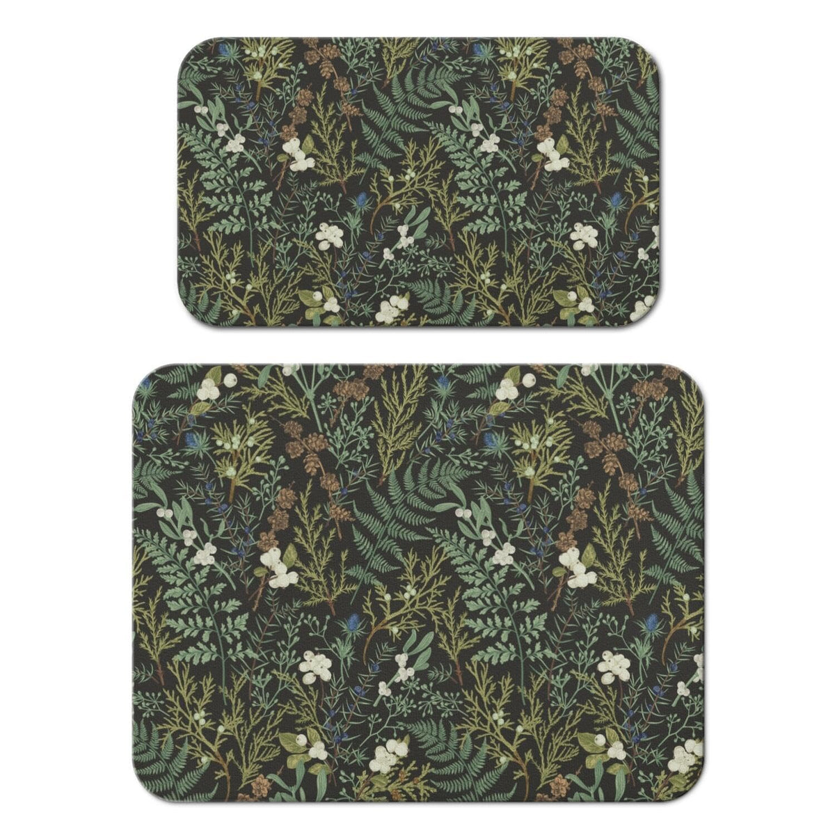 Generic dish drying mat under-dish-rack protects countertops from spills