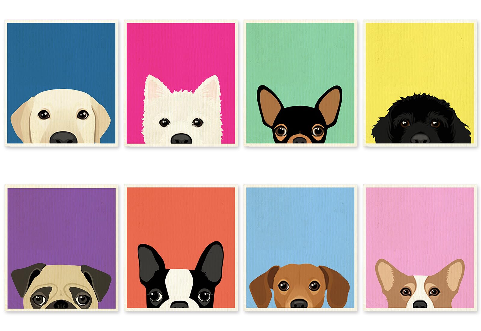 Generic dog Swedish dishcloths 8-pack with puppy patterns for quick, colorful cleaning.