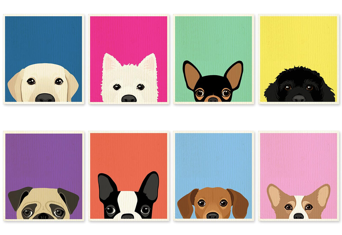 Generic dog Swedish dishcloths 8-pack with puppy patterns for quick, colorful cleaning.