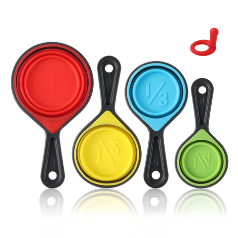 Generic BPA-free plastic measuring cups and spoons for daily use.