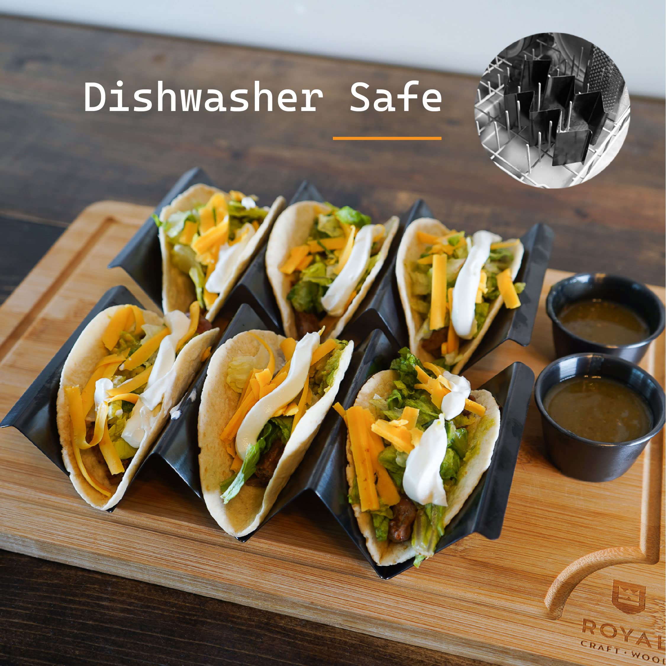 Generic easy-clean, stackable taco holders save kitchen space
