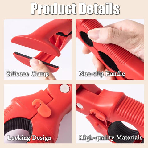 Generic ergonomic non-slip handles provide secure use, even with wet hands