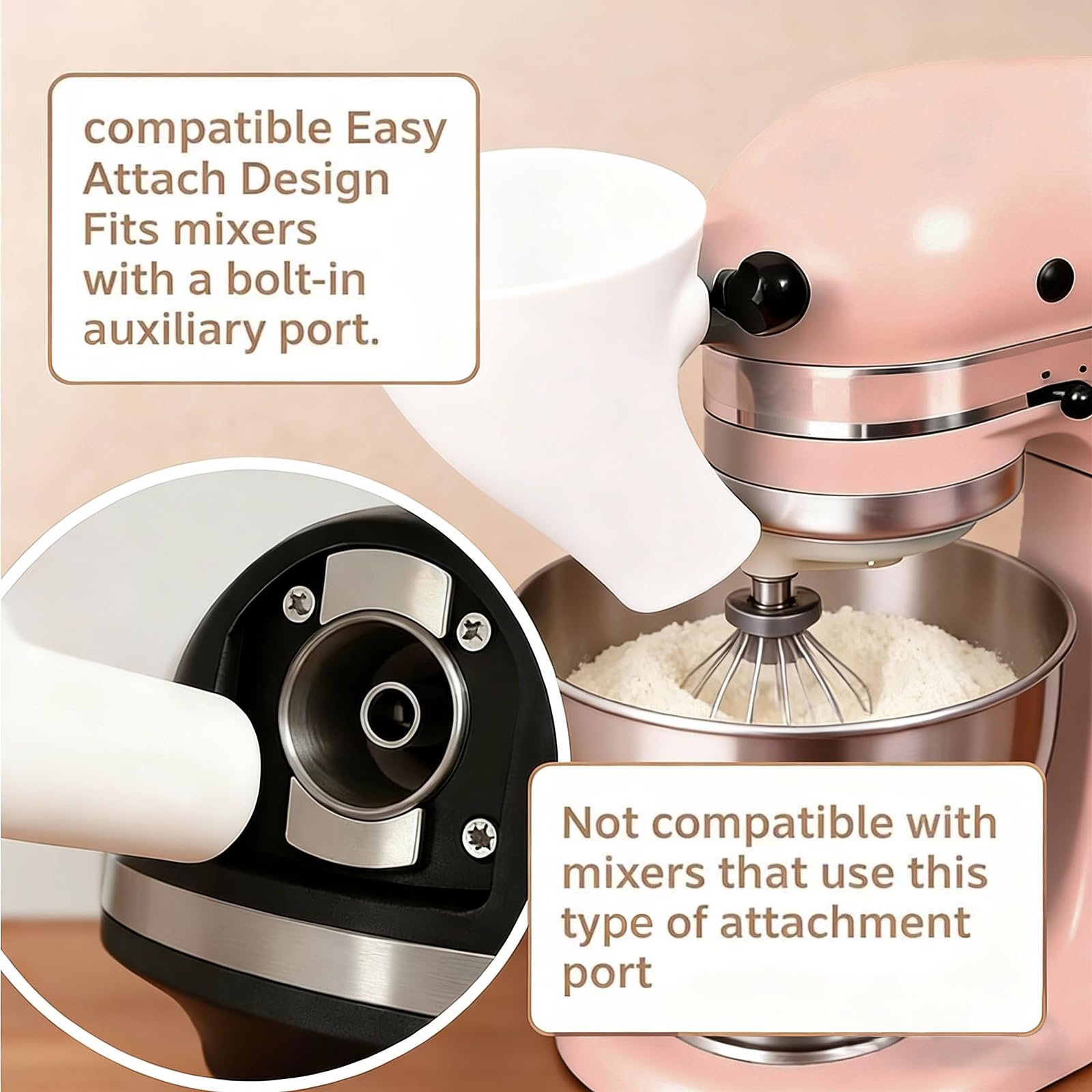 Bright green flour funnel adds color to your KitchenAid setup during baking.