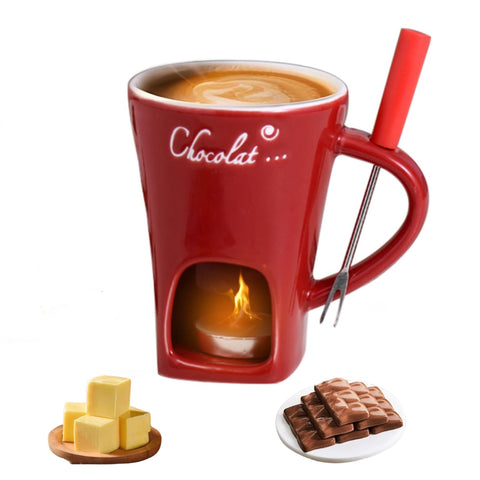 Generic fondue cup melting mug red for easy chocolate dipping at home