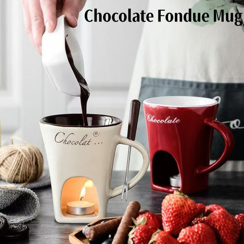 Generic fondue set with forks and tealight candle for intimate gatherings