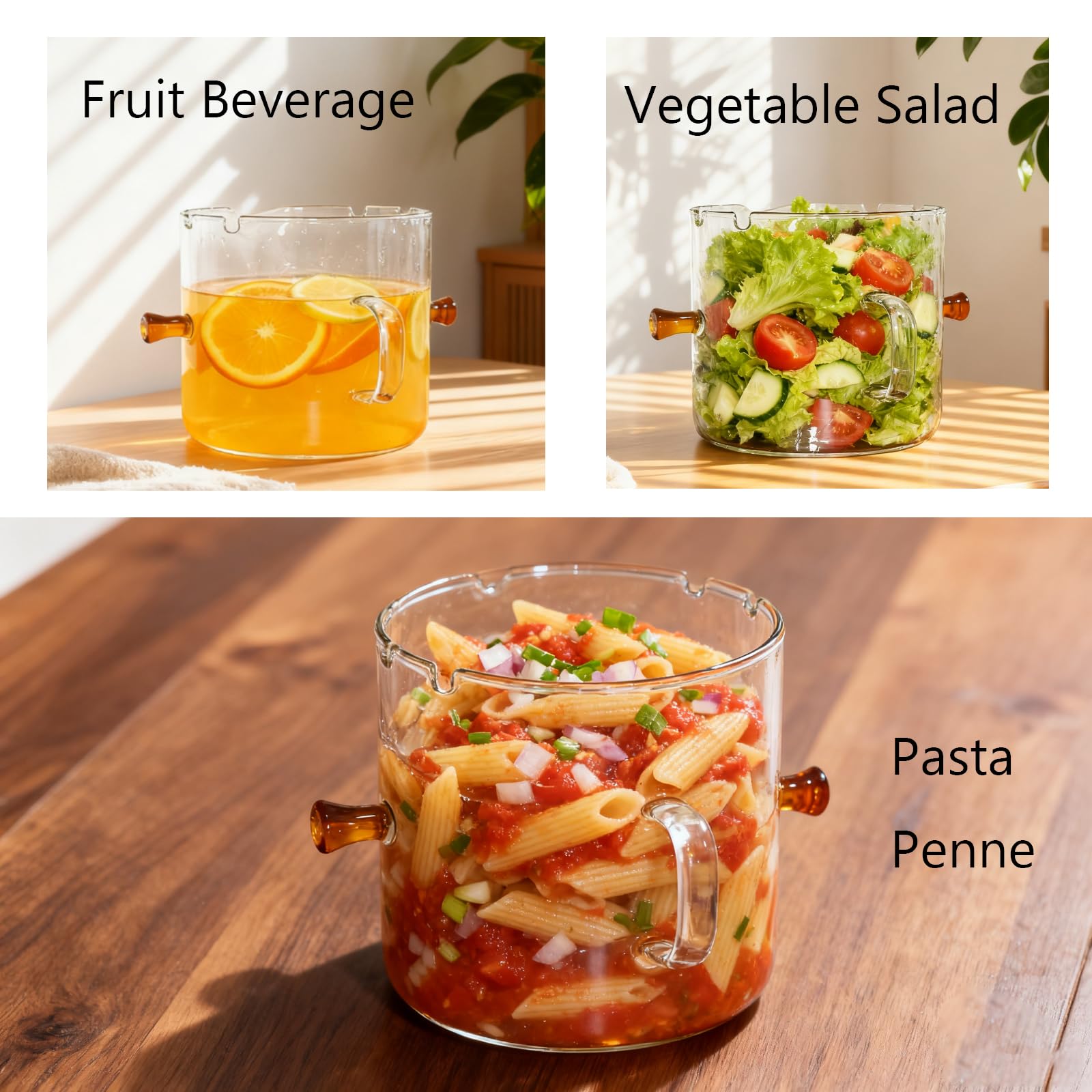 Generic Glass Cooking Pot versatile for noodles, soups, and milk.