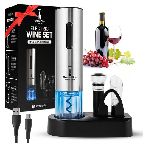 Generic GrapeVibeEssentials electric wine opener uncorks smoothly for quick entertaining.