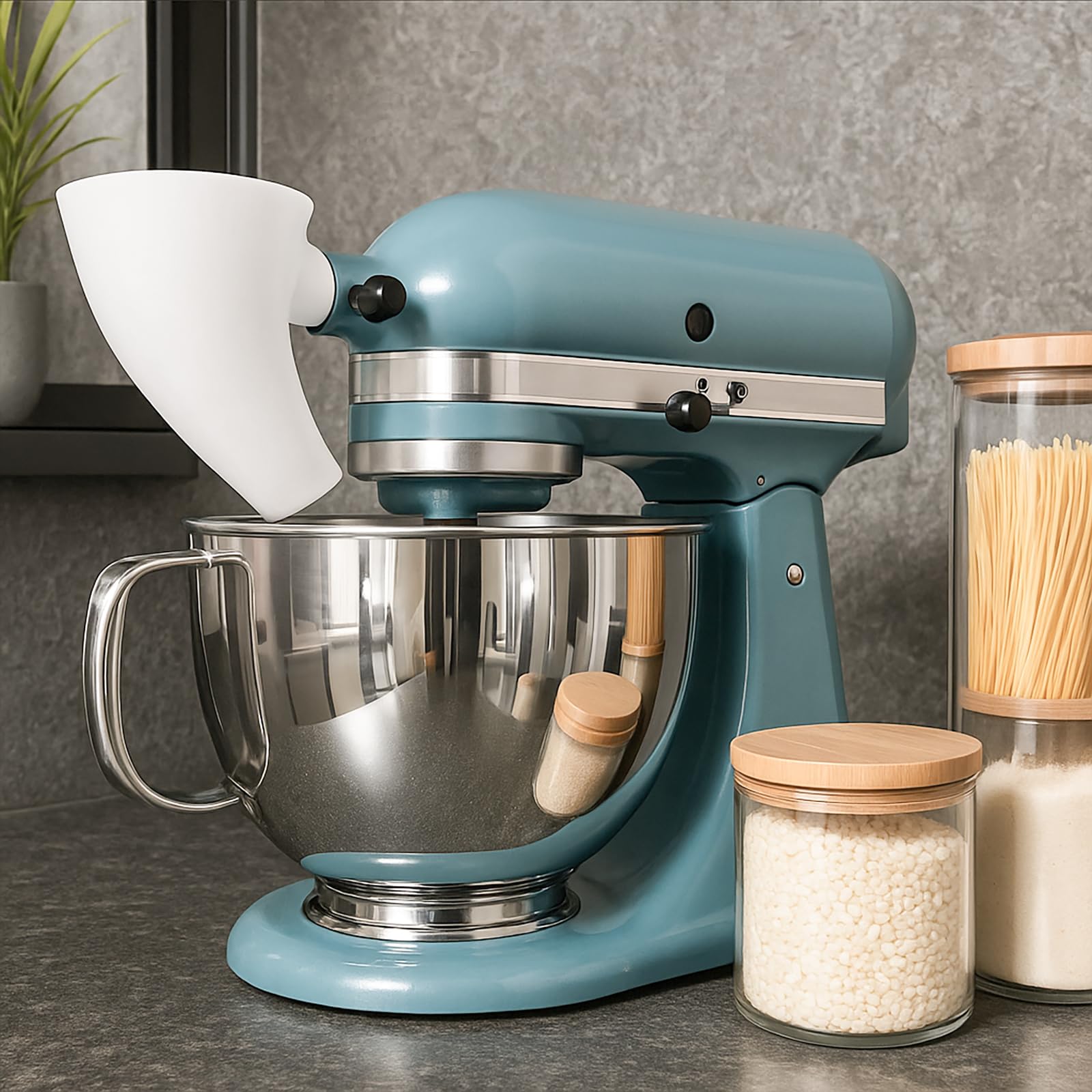 Hand wash only plastic funnel for KitchenAid is easy to rinse.