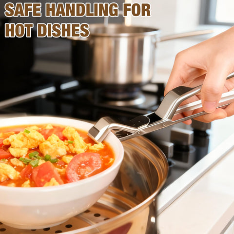 Generic heat-resistant handle with silicone tips protects hands.