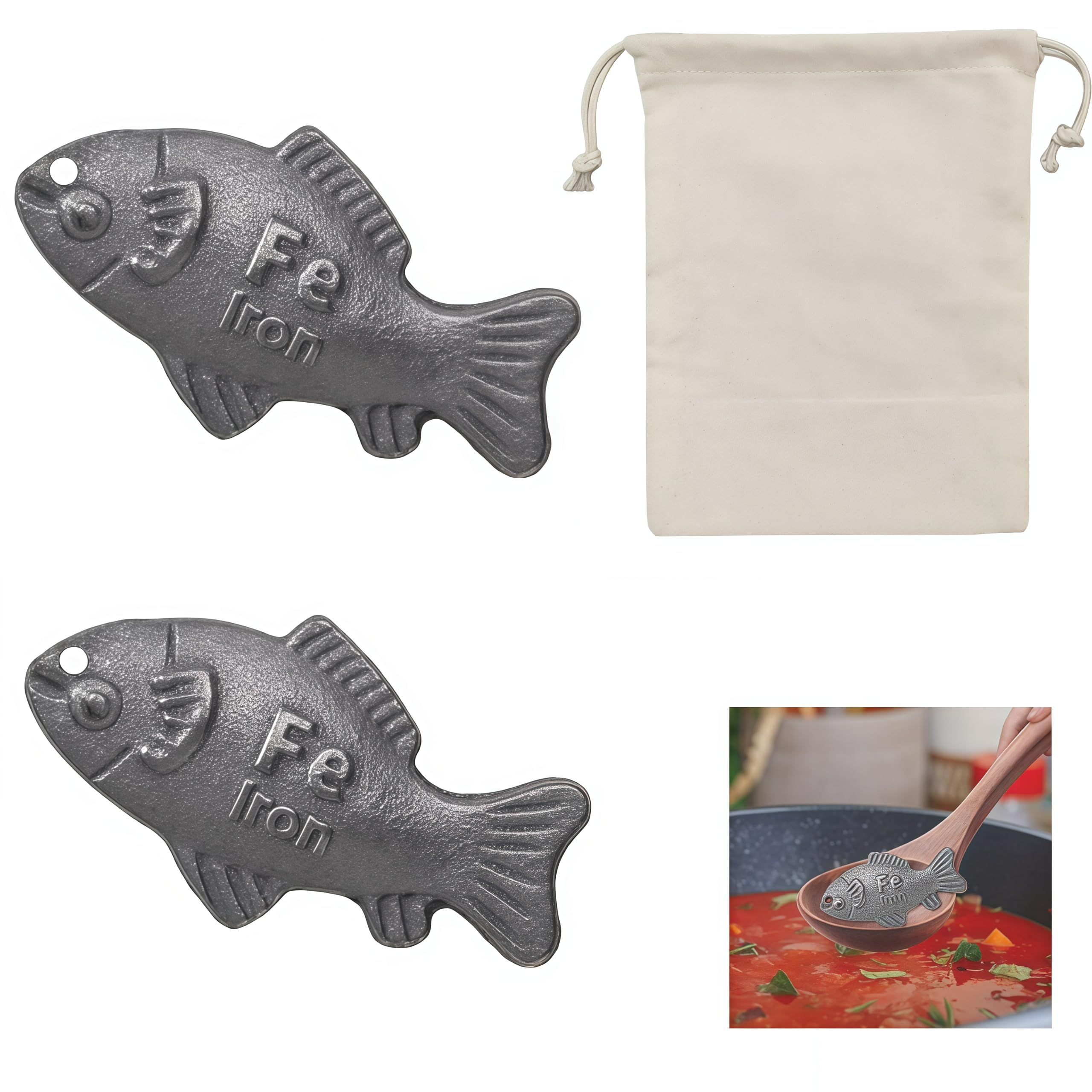 Generic Iron Fish dual pack with storage bag for easy gifting and kitchen use