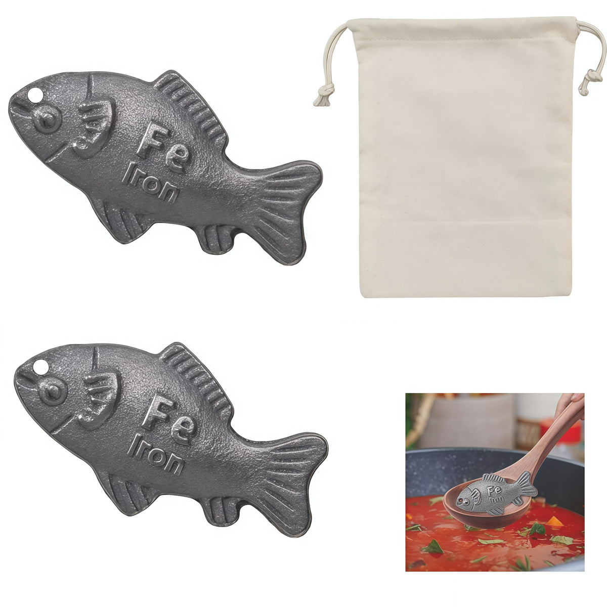Generic Iron Fish dual pack with storage bag for easy gifting and kitchen use