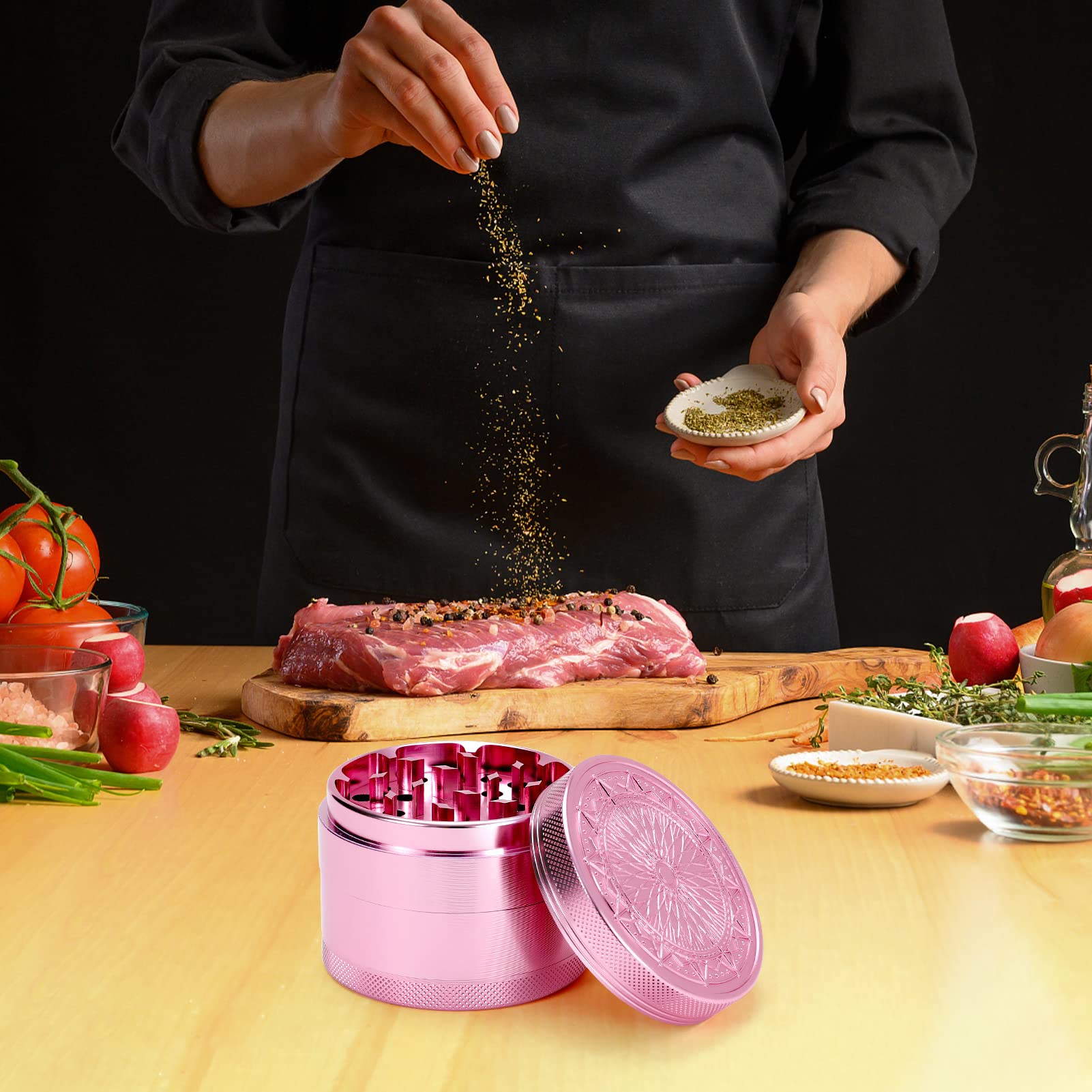 Generic Large Kitchen Grinder 2.5 inch pink, ready for essential spice grinding