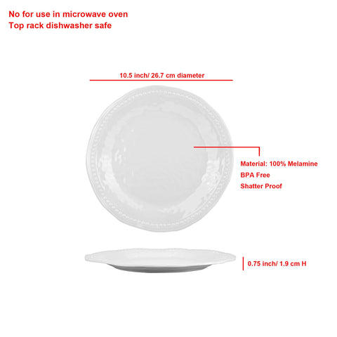 Generic melamine plate with hammered lines adds subtle table texture.