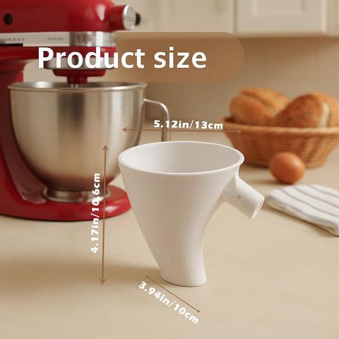 Close-up of the mess-free funnel designed for baking sessions.