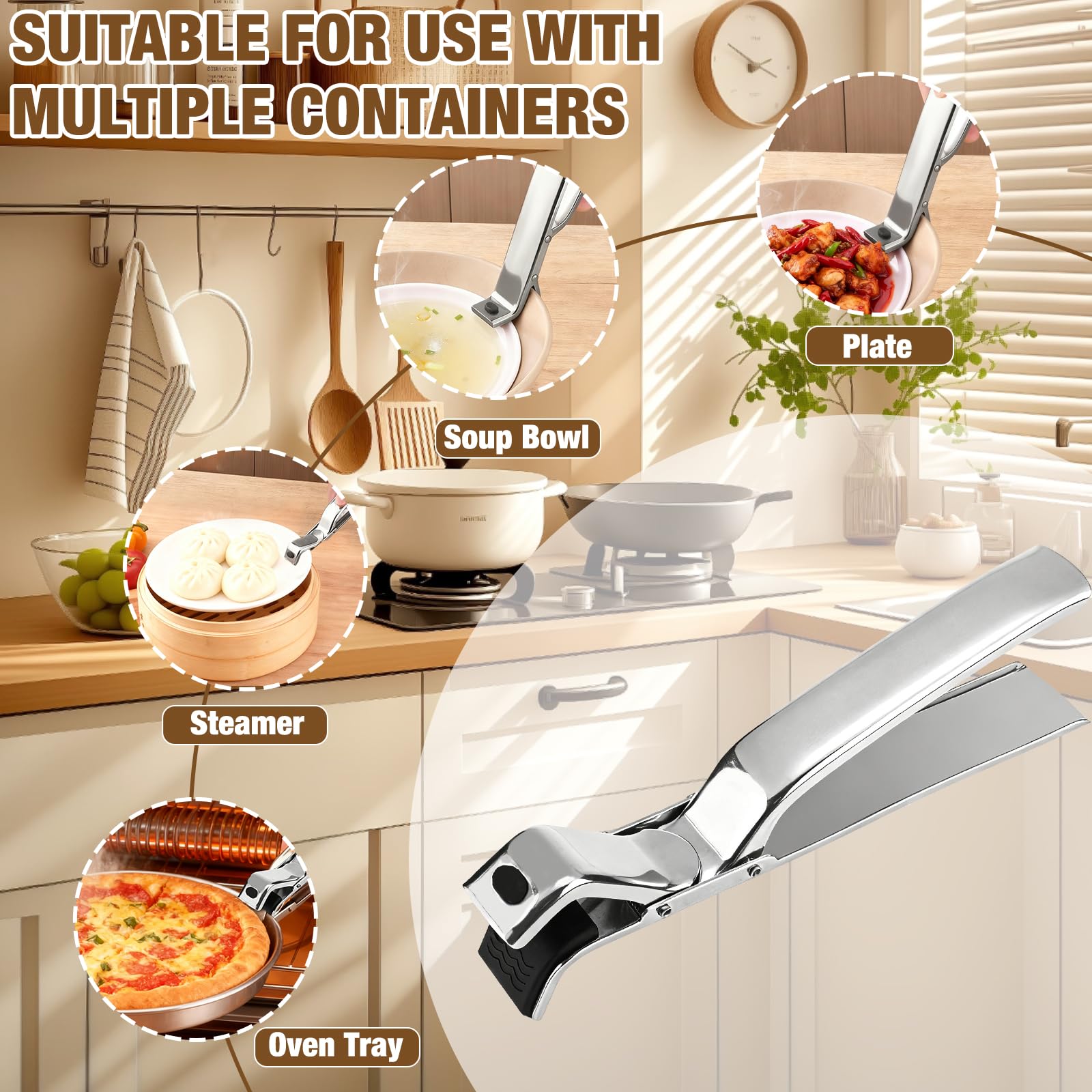 Generic multi-angle design enables precise control when lifting heavy cookware.
