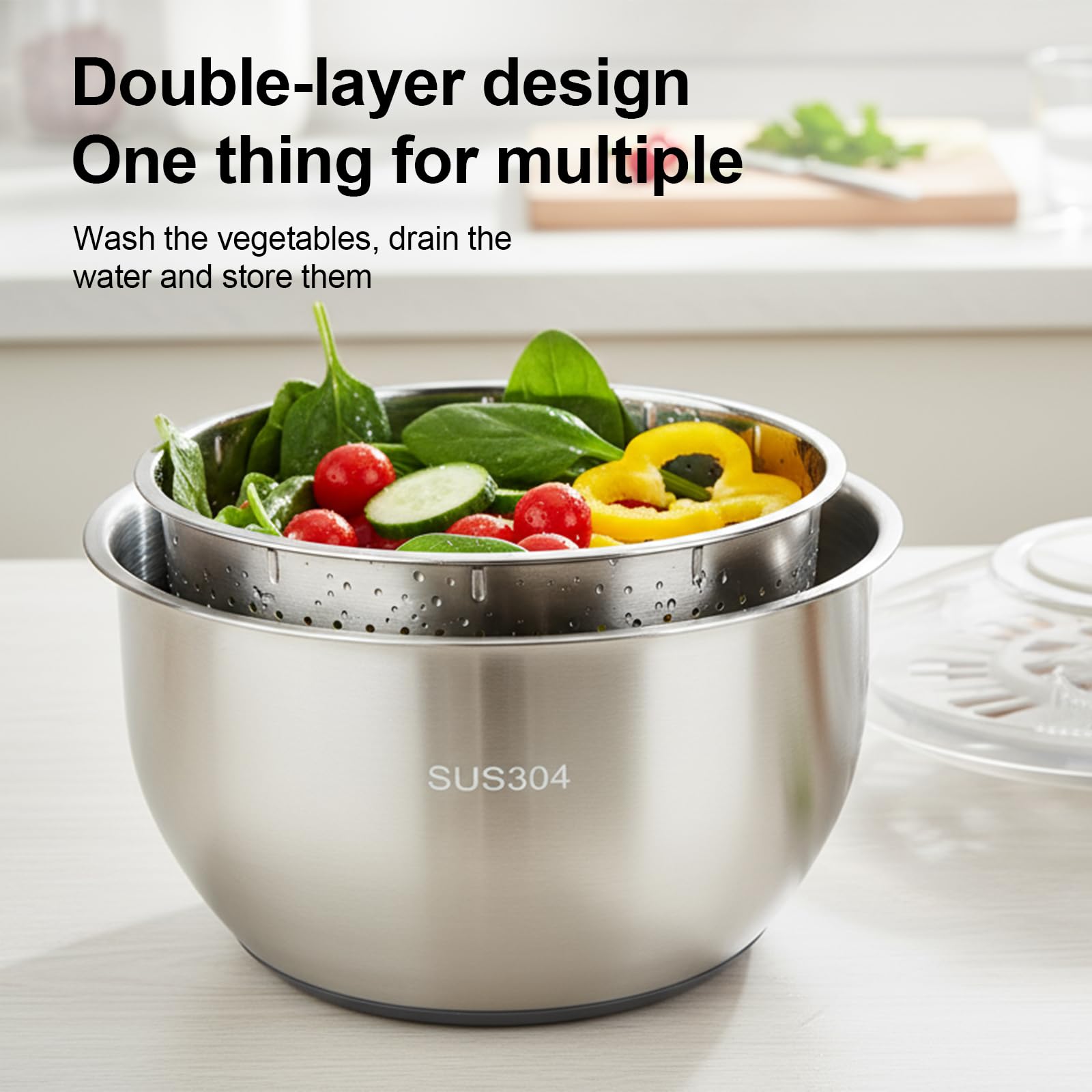 Generic non-slip base keeps the spinner stable on counters