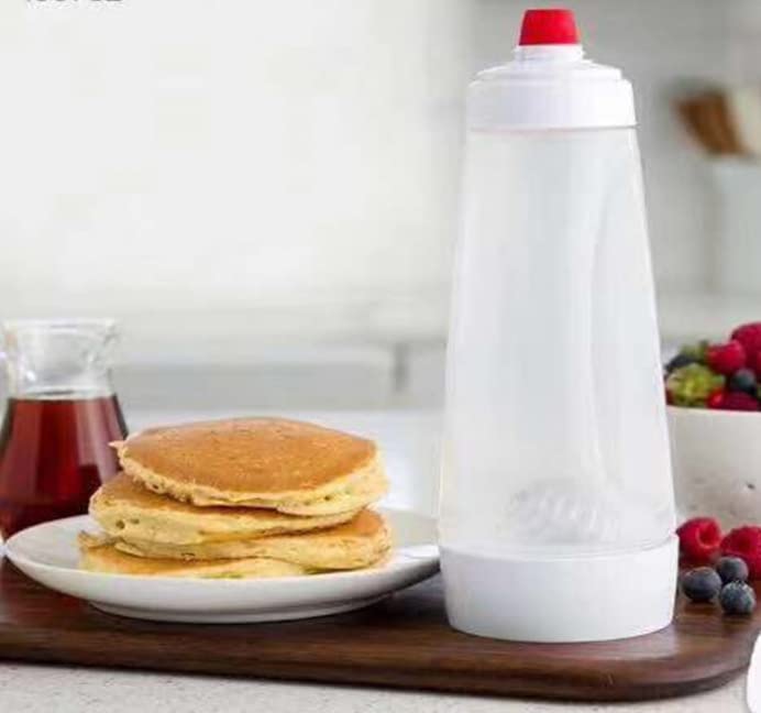 Generic pancake batter dispenser bottle pour enables precise pancake shaping for consistent results