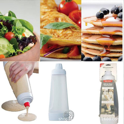 Generic pancake batter dispenser bottle wide aperture for easy batter transfer