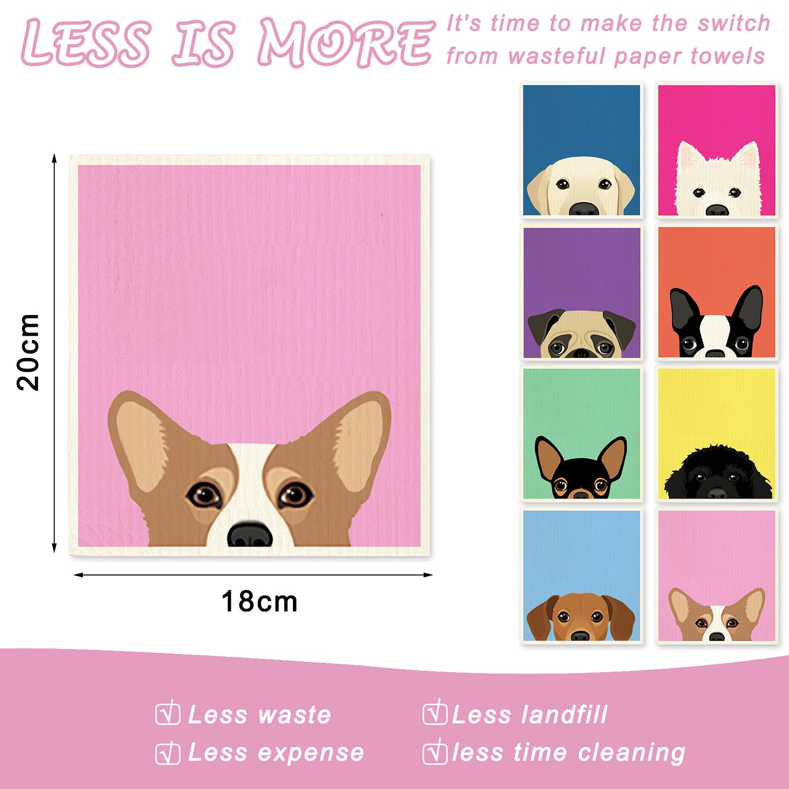 Generic puppy-pattern dishcloths in cotton for durable, reusable kitchen towels.