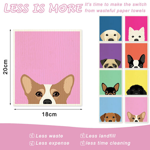 Generic puppy-pattern dishcloths in cotton for durable, reusable kitchen towels.